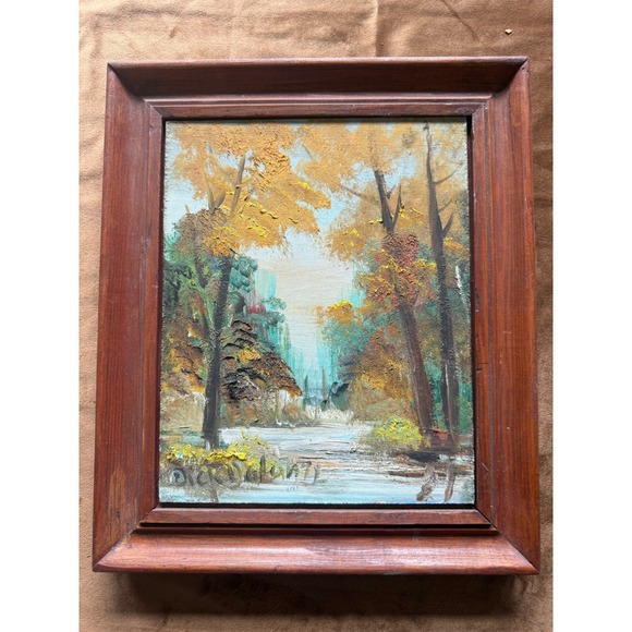 Handmade Other - Dick Delanty Original Oil Painting Signed Landscape Forest Framed Impasto Art